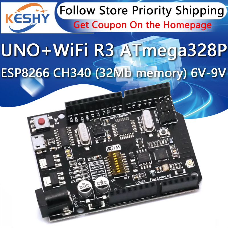 Esp8266 Nodemcu Board - UNO+WiFi R3 ATmega328P+ESP8266 CH340 (32Mb memory)