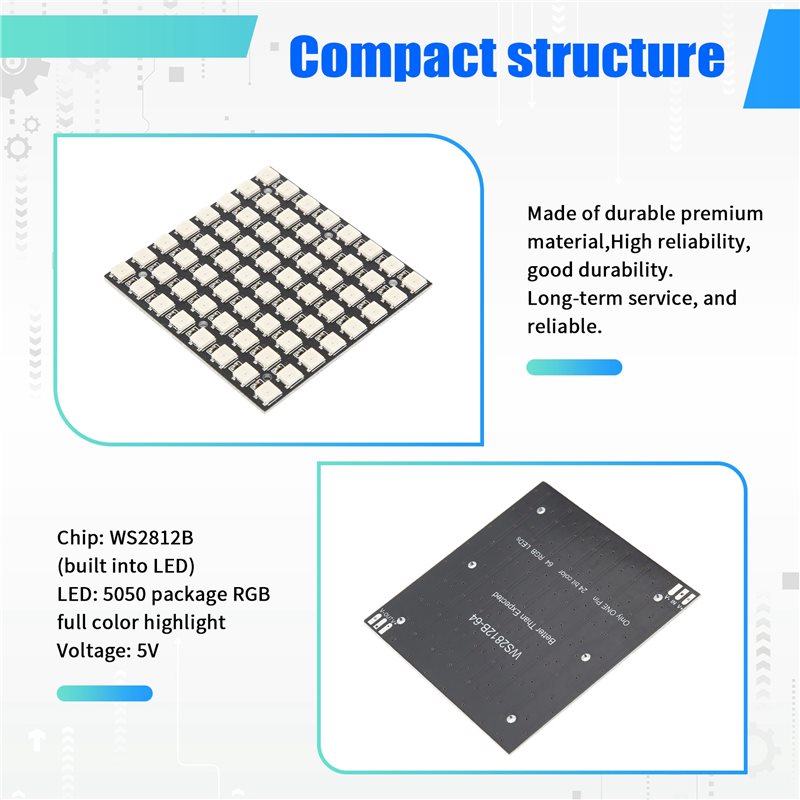 AT82-WS2812 LED 5050 RGB 8X8 L - Rgb Led Matrix 8X8 评论和价格