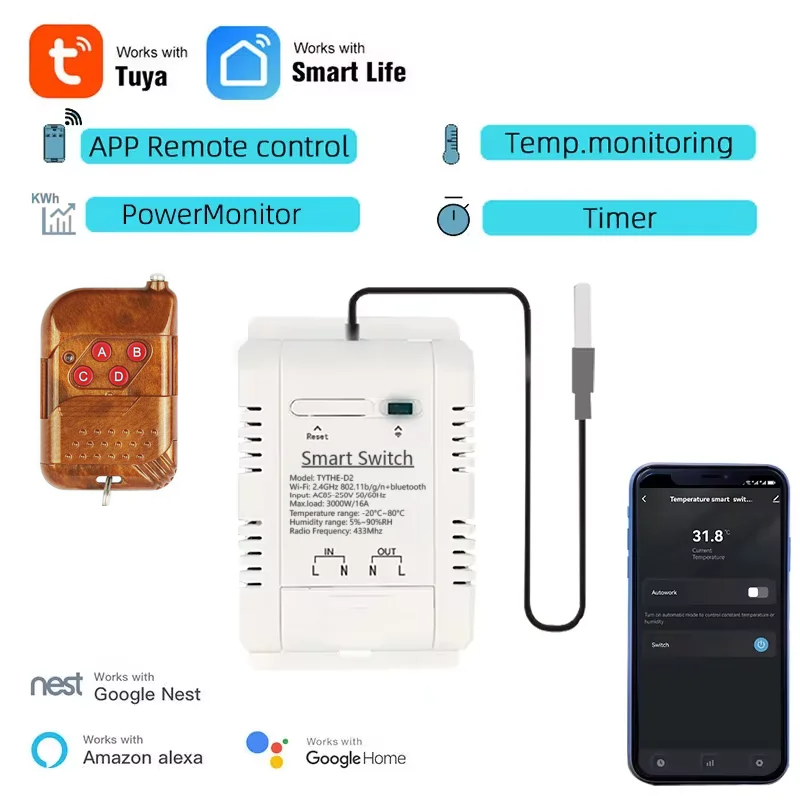 Tuya Wifi 16A/20A Smart Temper - Sonoff Basic Switch 评论和价格