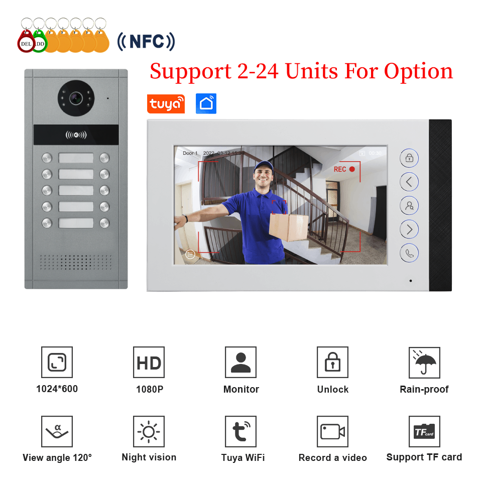 2-24 Units Tuya Smart Video Do - Smart Doorbell Wired 评论和价格