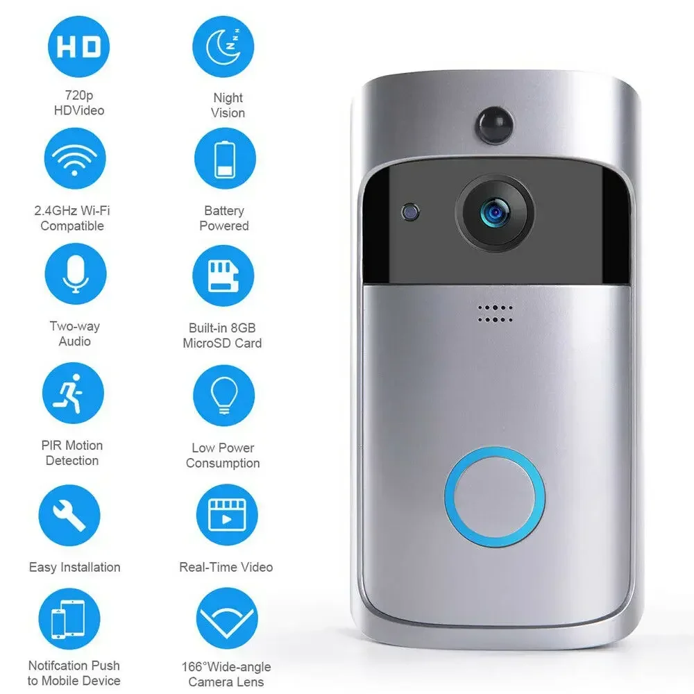 720P HD Smart Home Wireless WI - Smart Doorbell Wired 评论和价格